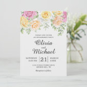 Moderne kleurrijke Rozen Elegant Engagement Party Kaart (Staand voorkant)