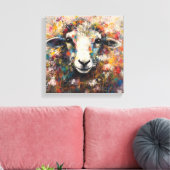 Moderne Kleurrijke Schaap Art Canvas Print (Insitu (Woonkamer))