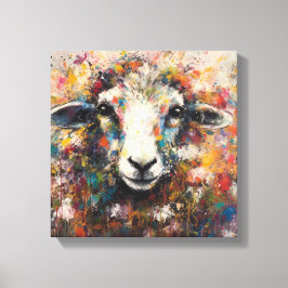 Moderne Kleurrijke Schaap Art Canvas Print