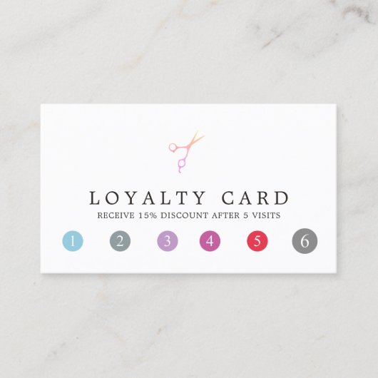 Moderne, kleurrijke schaar Haarstylist Loyalty (Voorkant)