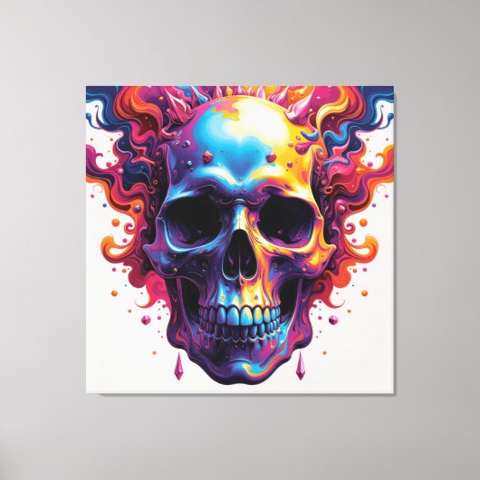 Moderne kleurrijke schedel canvas afdruk (Voorkant)