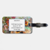 Moderne kleurrijke schedelbloemen bagagelabel (Achterkant horizontaal)