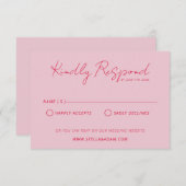 Moderne Kleurrijke Script Retro Fun Bruiloft Websi RSVP Kaartje (Voorkant / Achterkant)