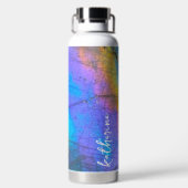 Moderne kleurrijke scriptnaam waterfles (Achterkant)