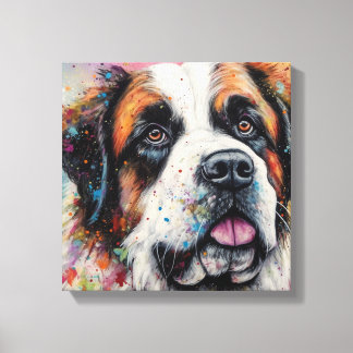 Moderne kleurrijke sint-bernard hondenkunst canvas afdruk
