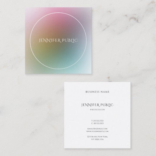 Moderne, kleurrijke Sjabloon elegante professional Vierkante Visitekaartje (Voorkant / Achterkant)