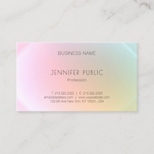 Moderne, kleurrijke Sjabloon elegante professional Visitekaartje (Voorkant)