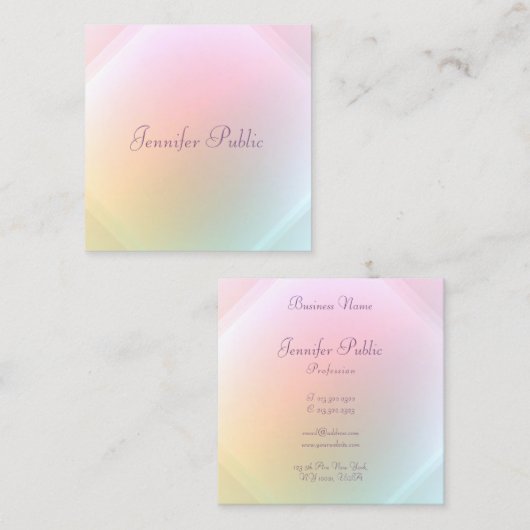 Moderne Kleurrijke Sjabloon Kalligrafie Script Chi Vierkante Visitekaartje (Voorkant / Achterkant)