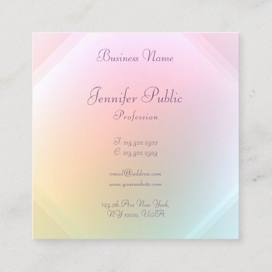 Moderne Kleurrijke Sjabloon Kalligrafie Script Chi Vierkante Visitekaartje (Achterkant)