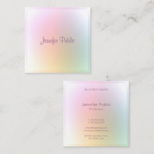 Moderne, kleurrijke Sjabloon Script Professional Vierkante Visitekaartje (Voorkant / Achterkant)