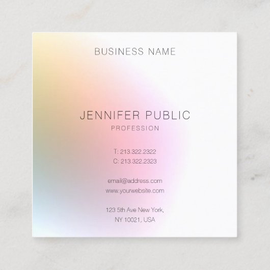 Moderne, kleurrijke Sjabloon Trendy elegant design Vierkante Visitekaartje (Achterkant)