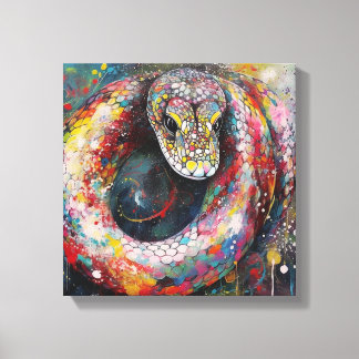 Moderne Kleurrijke Snake Art Canvas Print