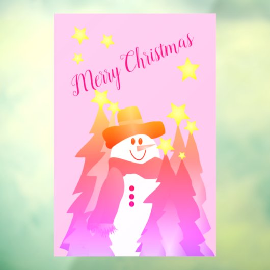 Moderne kleurrijke sneeuwman raamsticker (Vel 3)