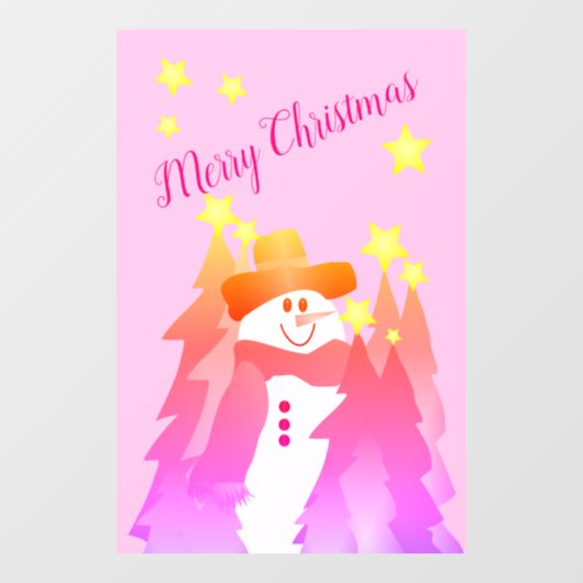 Moderne kleurrijke sneeuwman raamsticker (Vel)