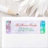 Moderne Kleurrijke Sneeuwvlok Kerst Retouradres Etiket (Insitu)