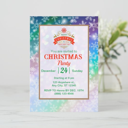 Moderne Kleurrijke Sneeuwvlok Winter Kerstfeest Kaart (Staand voorkant)
