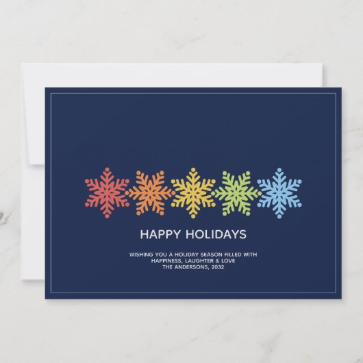 Moderne Kleurrijke Sneeuwvlokken Kerstfoto Feestdagenkaart (Voorkant)