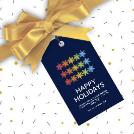 Moderne kleurrijke sneeuwvlokken Kerstmis Cadeaulabel