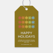 Moderne kleurrijke sneeuwvlokken Kerstmis Cadeaulabel (Voorkant)