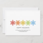 Moderne kleurrijke sneeuwvlokken Kerstmis Feestdagenkaart (Voorkant)