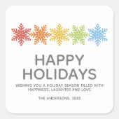 Moderne kleurrijke sneeuwvlokken Kerstmis Vierkante Sticker (Voorkant)