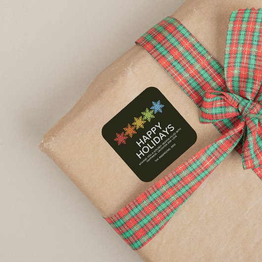 Moderne kleurrijke sneeuwvlokken Kerstmis Vierkante Sticker