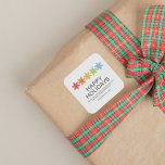 Moderne kleurrijke sneeuwvlokken Kerstmis Vierkante Sticker<br><div class="desc">Eenvoudige moderne kerstvakantie sticker met een rij felgekleurde vakantie sneeuwvlokken. Minimalistische typografie. Schoon eenvoudig ontwerp. Alle tekstgebieden kunnen worden gepersonaliseerd. Contacteer ons voor hulp bij het personaliseren of aanpassen aan uw individuele wensen. Prettige feestdagen Nee!</div>