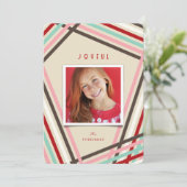 Moderne, kleurrijke Snoep Stripes kerstfoto Feestdagenkaart (Staand voorkant)