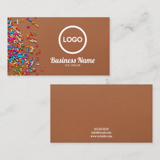Moderne Kleurrijke Sprinkles Achtergrond IJs Visitekaartje (Voorkant / Achterkant)