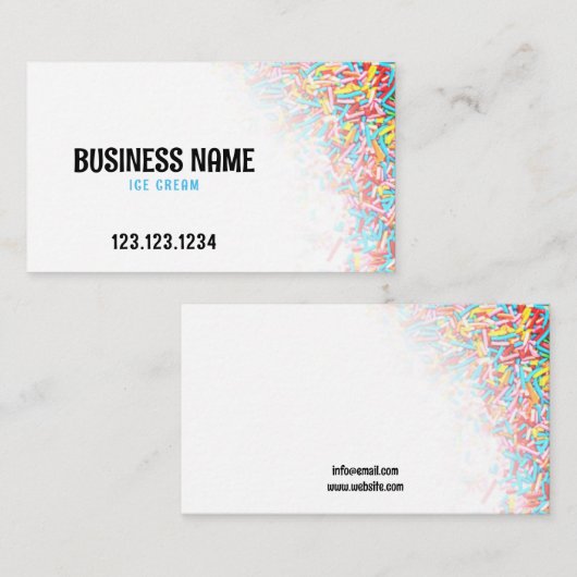 Moderne Kleurrijke Sprinkles Gradient Ice Cream Visitekaartje (Voorkant / Achterkant)
