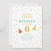 Moderne Kleurrijke Sprinkles Kids Verjaardagsfeest Kaart (Voorkant)