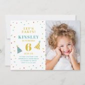 Moderne kleurrijke Sprinkles Kinder foto Verjaarda Kaart (Voorkant)