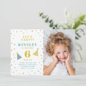 Moderne kleurrijke Sprinkles Kinder foto Verjaarda Kaart (Staand voorkant)