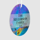 Moderne kleurrijke steen stijlvolle familienaam ornament (voorkant)