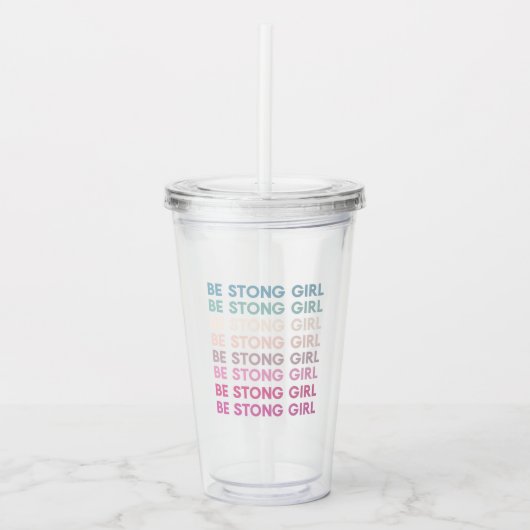 Moderne, kleurrijke, sterke meisjesinspiratiezin acryl drinkbeker (Voorkant)