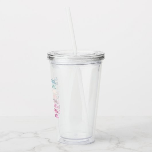 Moderne, kleurrijke, sterke meisjesinspiratiezin acryl drinkbeker (Links)