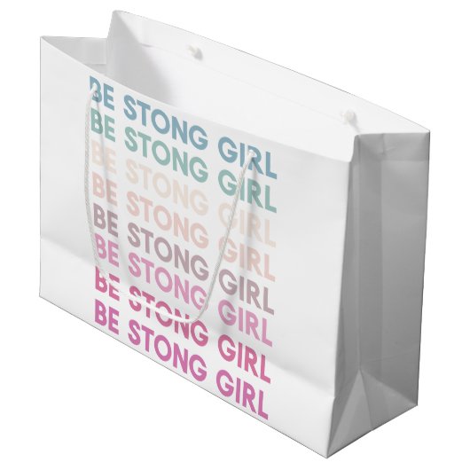 Moderne, kleurrijke, sterke meisjesinspiratiezin groot cadeauzakje (Voorkant Gekanteld)