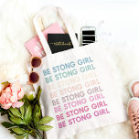 Moderne, kleurrijke, sterke meisjesinspiratiezin tote bag<br><div class="desc">Moderne,  kleurrijke,  sterke meisjesinspiratiezin</div>
