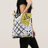 Moderne kleurrijke stijlvolle Abstracte kunstvorme Tote Bag (Dichtbij)