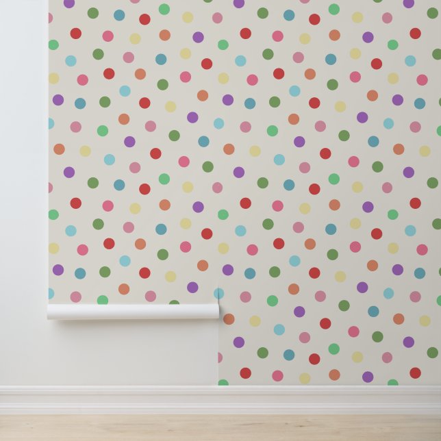Moderne kleurrijke Stippen Pattern Cream Behang (Applicatie)