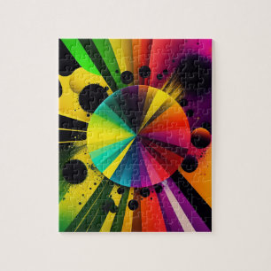 Moderne Kleurrijke Stralen 3D Abstract Geometrisch Legpuzzel