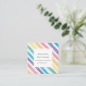 Moderne kleurrijke strepen geschilderd patroon vie vierkante visitekaartje (Staand voorkant)