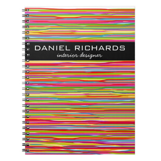 Moderne Kleurrijke Strepen Kleurrijke Interieuront Notitieboek (Voorkant)