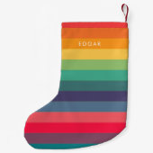 Moderne kleurrijke strepen patroon kleine kerstsok (Achterkant)