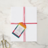 Moderne kleurrijke strepen trouwen met Kerstmis Cadeaulabel (Met Touw)