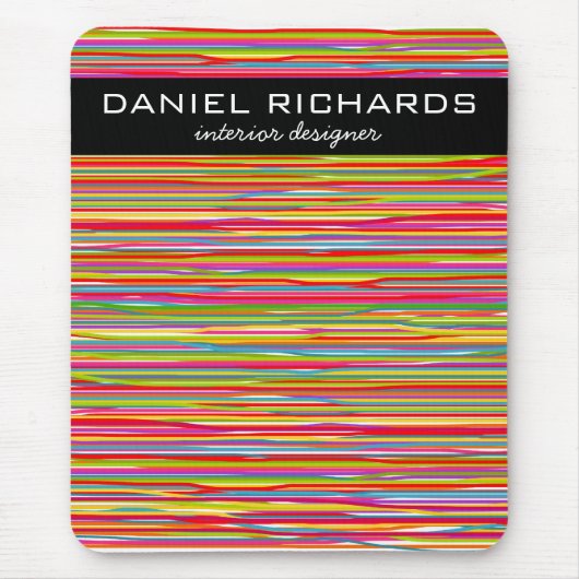 Moderne kleurrijke strepen Vibrant interieur ontwe Muismat (Voorkant)