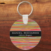 Moderne kleurrijke strepen Vibrant interieur ontwe Sleutelhanger (Voorkant)