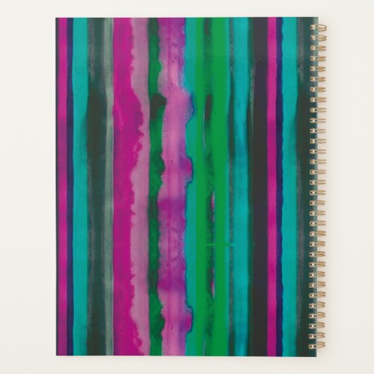 Moderne kleurrijke strepes op maat planner (Achterkant)