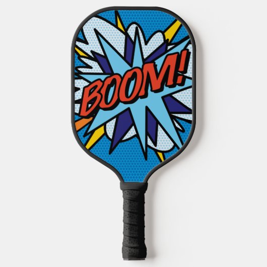Moderne Kleurrijke Stripboek BOOM Pickleball Paddle (Voorkant)