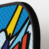 Moderne Kleurrijke Stripboek BOOM Pickleball Paddle (Links Detail)